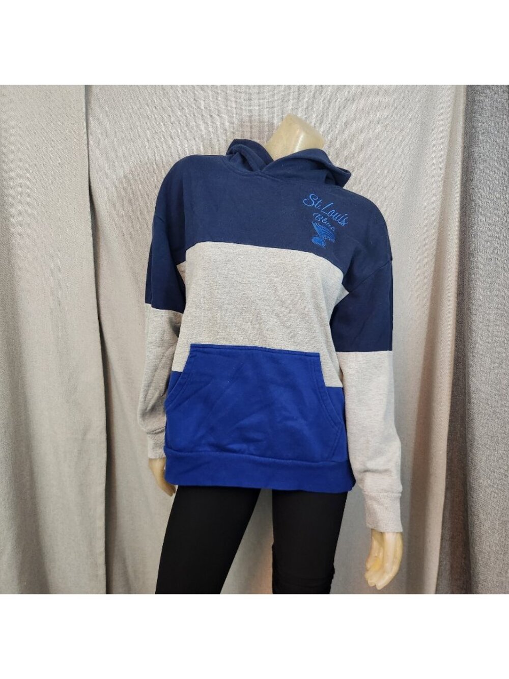 NHL Hockey St Louis Blues 4Her Blue Hooded Sweatshirt Top Long Slv LARGE USED